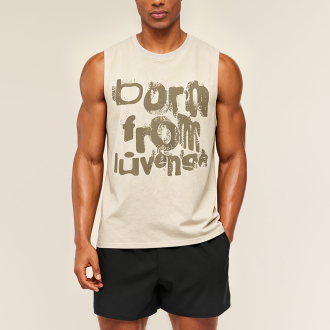 Retro Letter Print Loose Sleeveless Tank Top