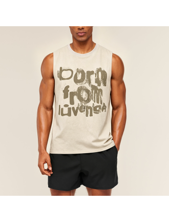 Retro Letter Print Loose Sleeveless Tank Top