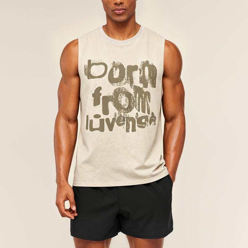 Retro Letter Print Loose Sleeveless Tank Top