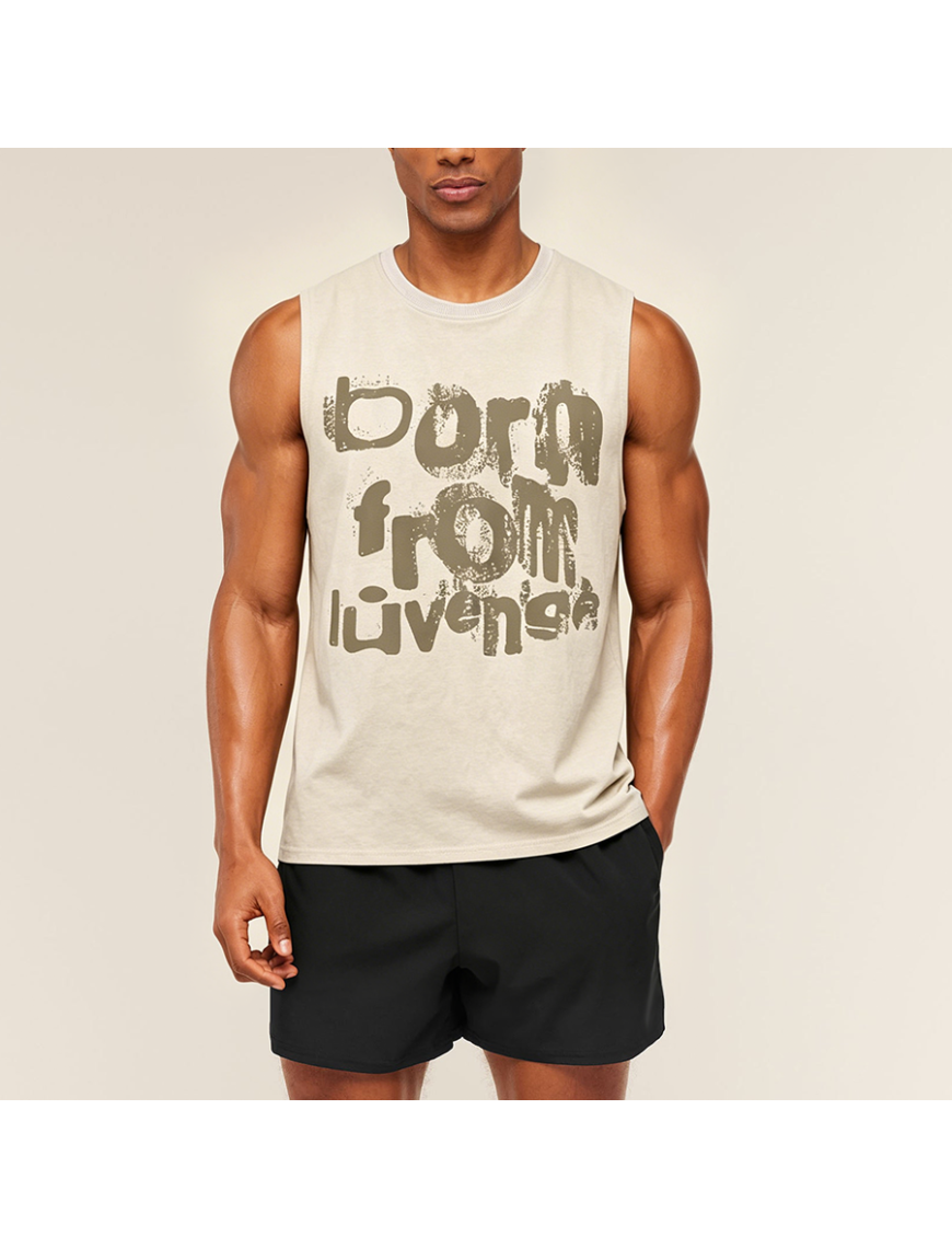 Retro Letter Print Loose Sleeveless Tank Top