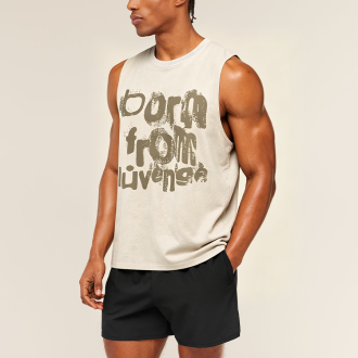 Retro Letter Print Loose Sleeveless Tank Top