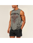 Washed Distressed Print Loose Sleeveless Tank Top