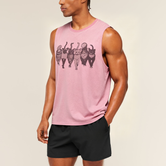 Washed Cat Print Loose Sleeveless T-Shirt