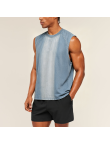 Washed Gradient Sleeveless Embroidered Sports Vest