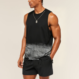 Hip-hop Washed Gradient Ripped Sleeveless Tank Top