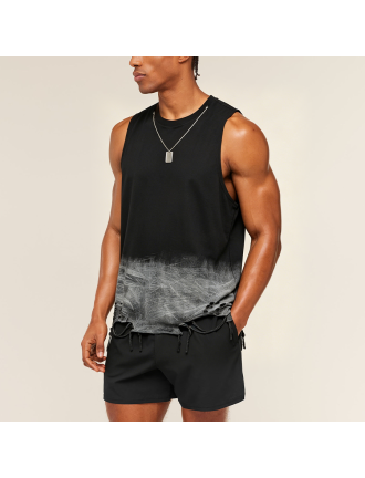 Hip-hop Washed Gradient Ripped Sleeveless Tank Top