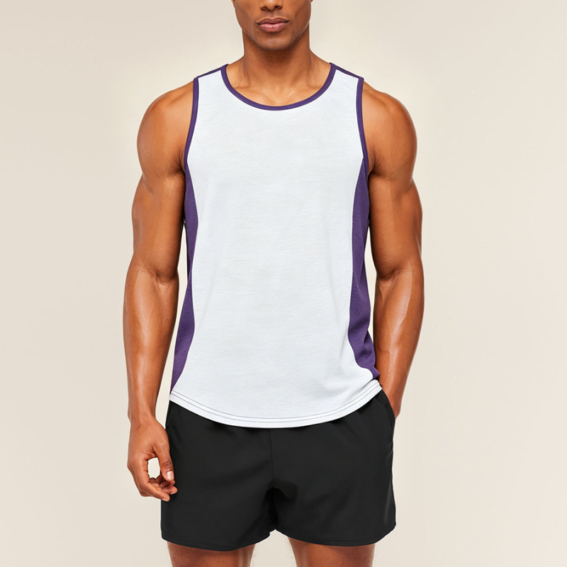 American Print Patchwork Color Block Sports Vest