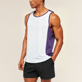 American Print Patchwork Color Block Sports Vest