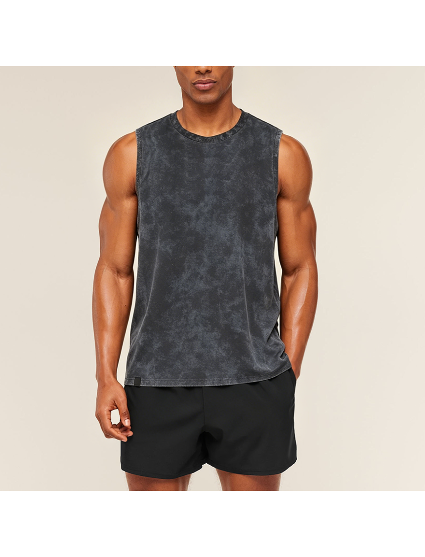 Retro Wax-Dye Sleeveless Sports Vest