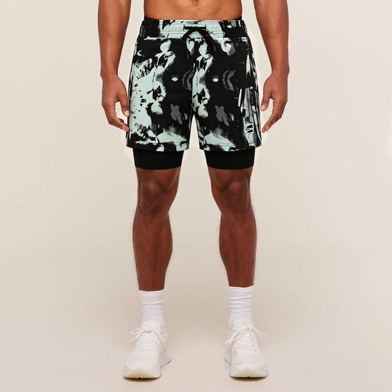 Men's Double-Layer Athletic Shorts — Elastic Waistband