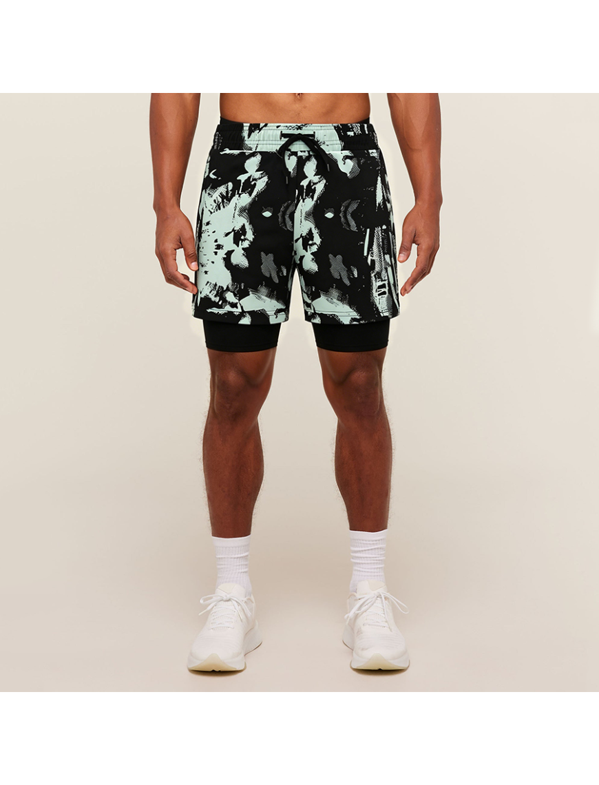Men's Double-Layer Athletic Shorts — Elastic Waistband