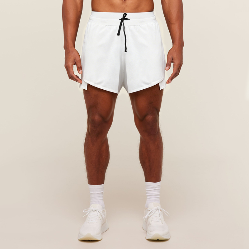 Summer Elastic Waist Back Zip Pocket Running Shorts
