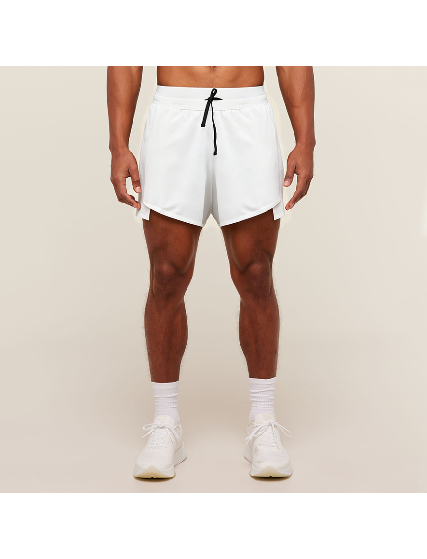 Summer Elastic Waist Back Zip Pocket Running Shorts