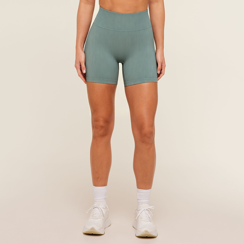 High Elastic Ribbed Seamless Butt Lift Yoga Shorts